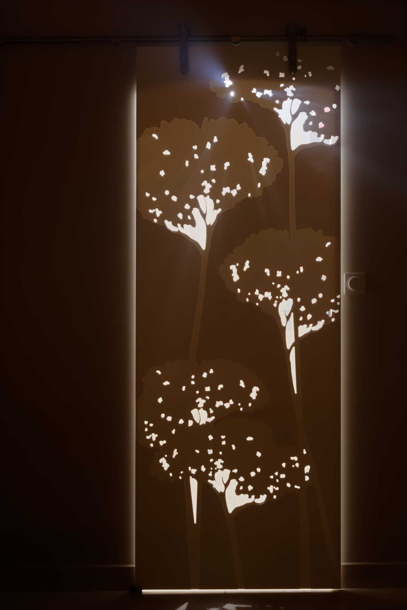 Porte avec effets de lumière par transparence dessinée par Frédérique